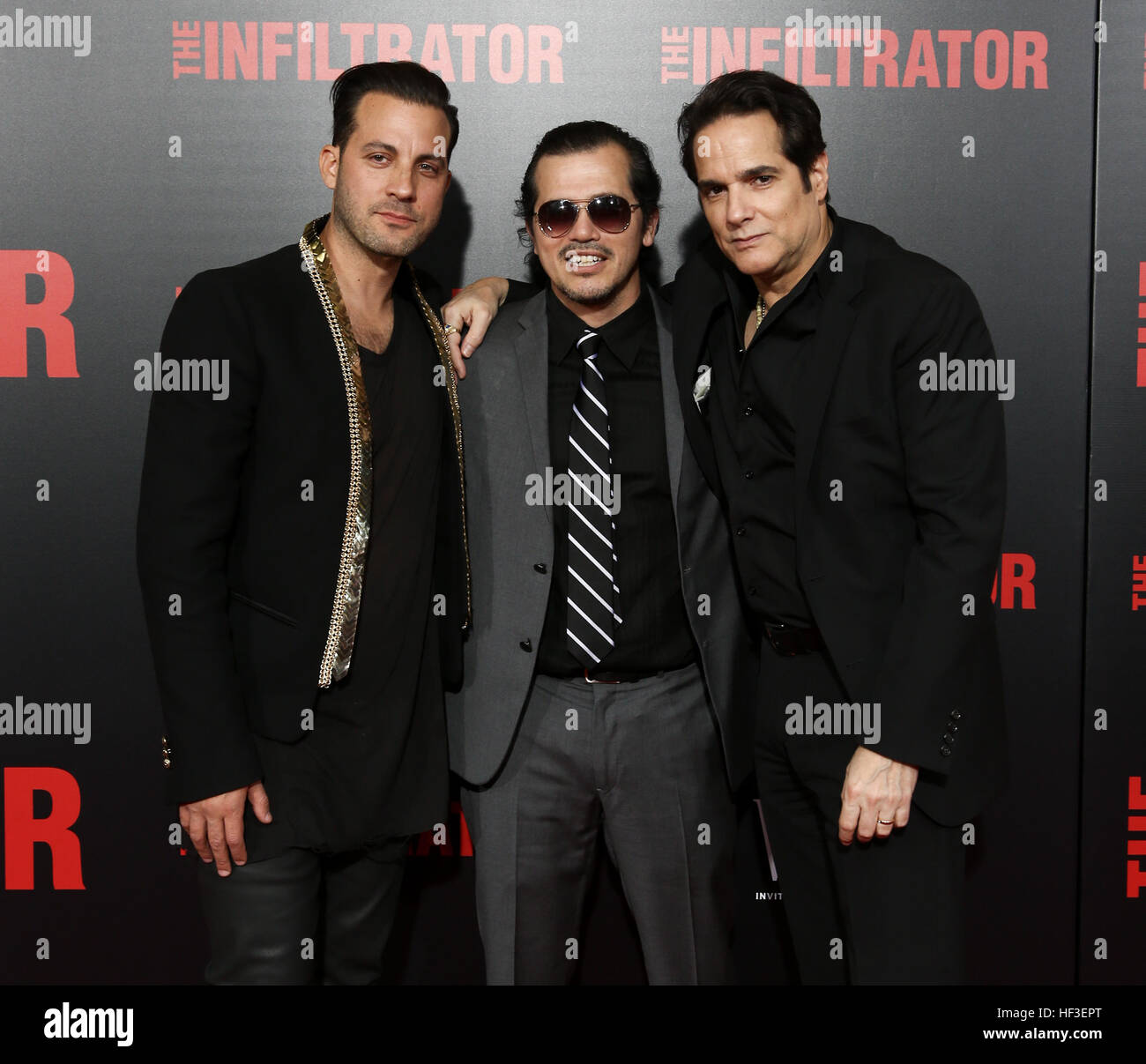 Brad Furman, John Leguizamo and Yul Vasquez attend 'The Infiltrator' premiere at AMC Loews Theater on July 11, 2016 in New York. Stock Photo
