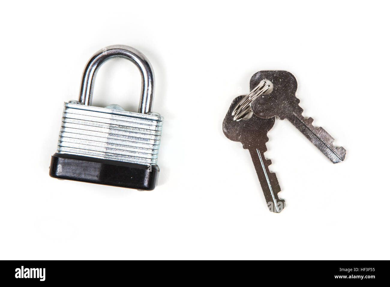 Padlock and keys isolated on white background Stock Photo - Alamy