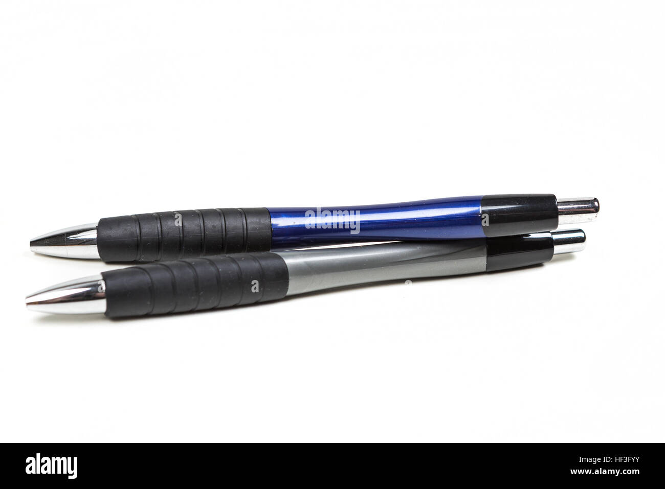 Black and blue writing pens isolated on white background Stock Photo ...