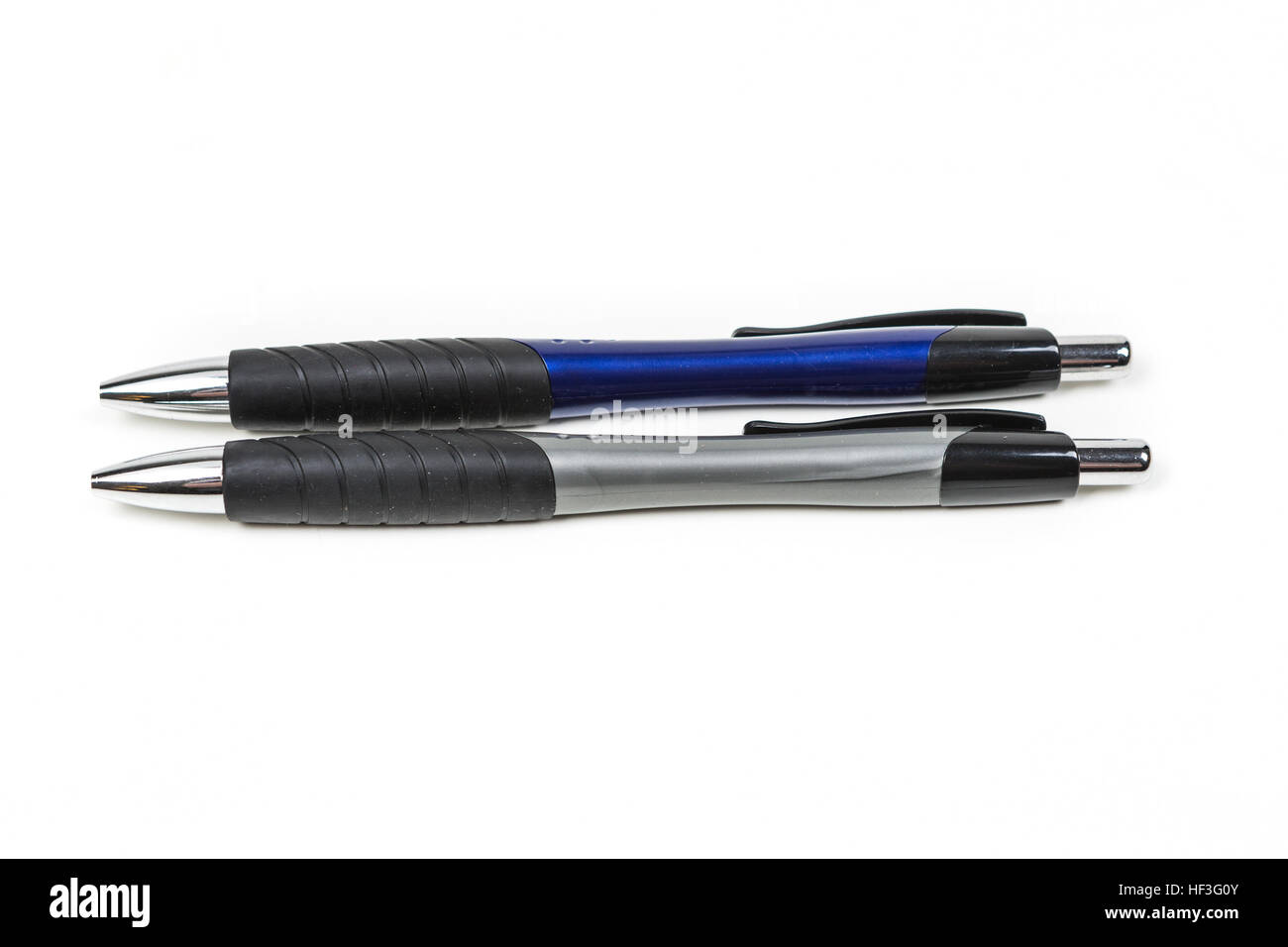 Black and blue writing pens isolated on white background Stock Photo ...