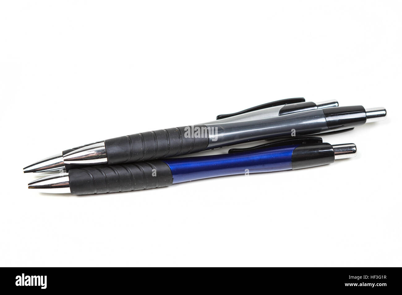 Black and blue writing pens isolated on white background Stock Photo ...
