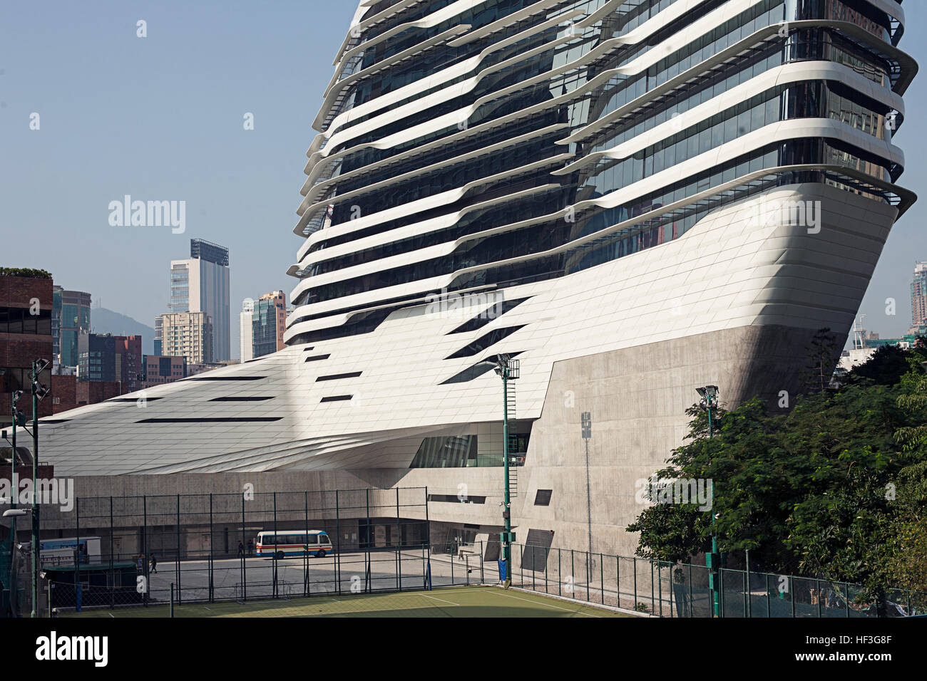 Hong Kong, China - November 06, 2014: Modern University Building by Zaha Hadid Architects Stock Photo