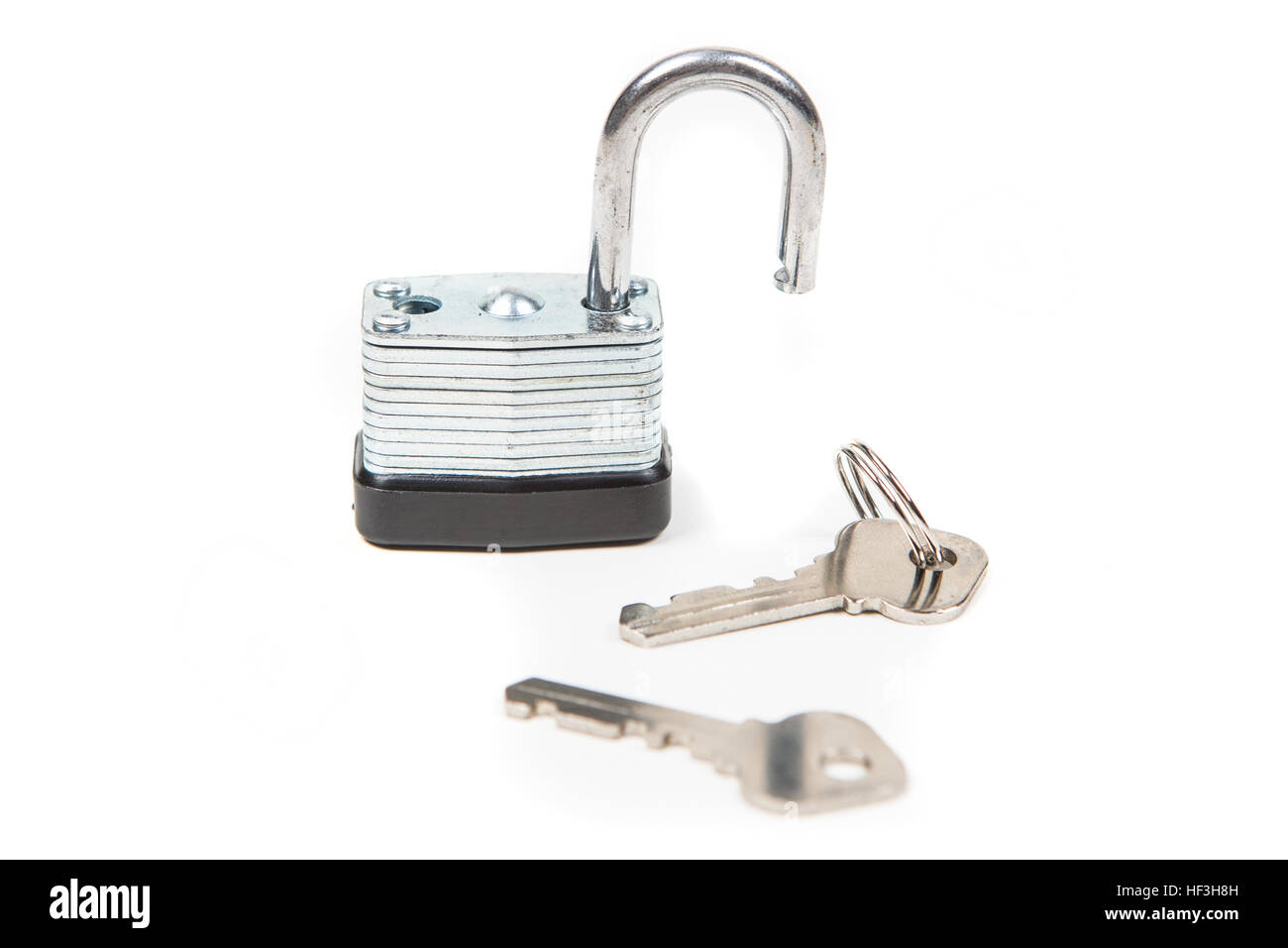 Padlock and keys isolated on white background Stock Photo - Alamy