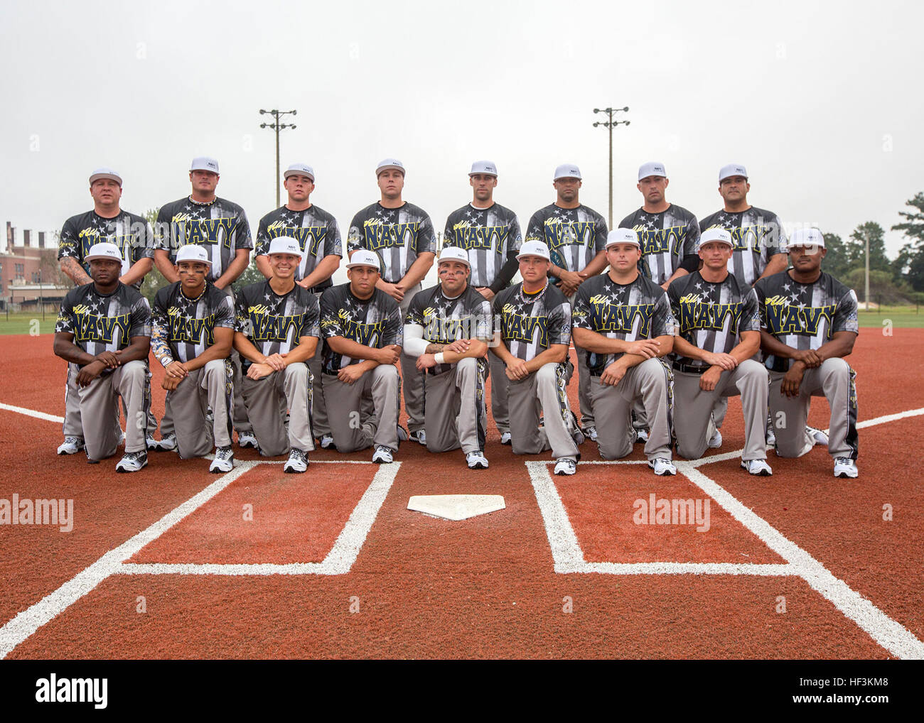 The U.S. Navy men’s softball team poses for a group photo at Harry