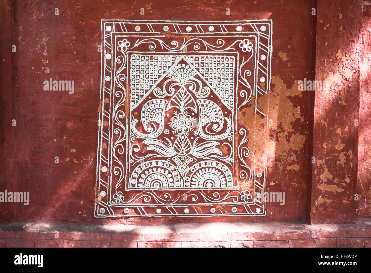 HYDERABAD, INDIA - DECEMBER 24,2016 Traditional Indian Wall Art by Unknown artist in Hyderabad,India Stock Photo