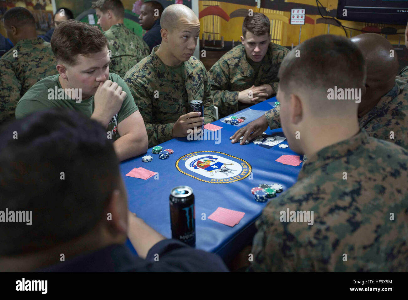 Marines and Sailors aboard the USS San Antonio (LPD17) enjoyed a night of blackjack, poker and