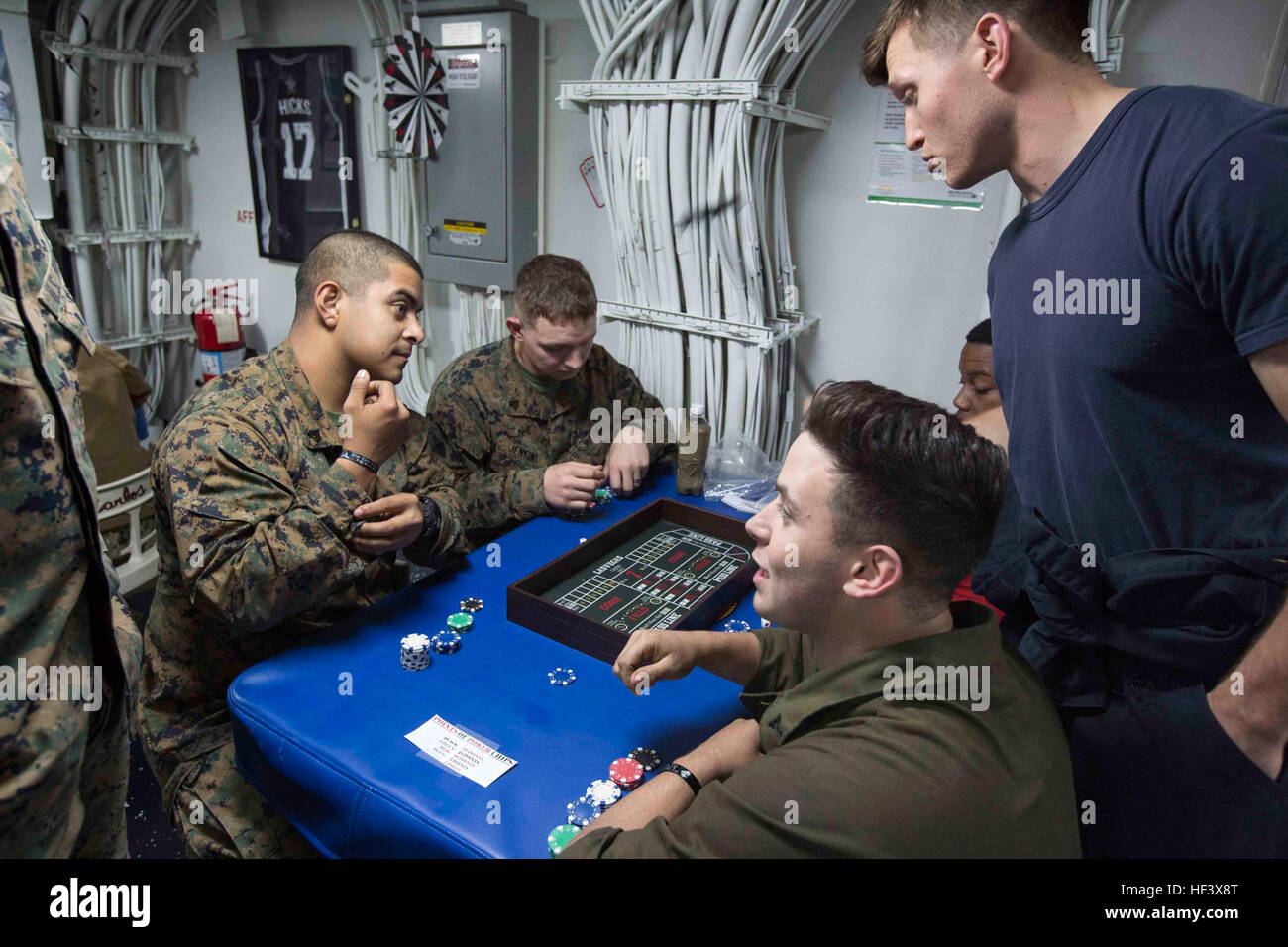Marines and Sailors aboard the USS San Antonio (LPD17) enjoyed a night of blackjack, poker and