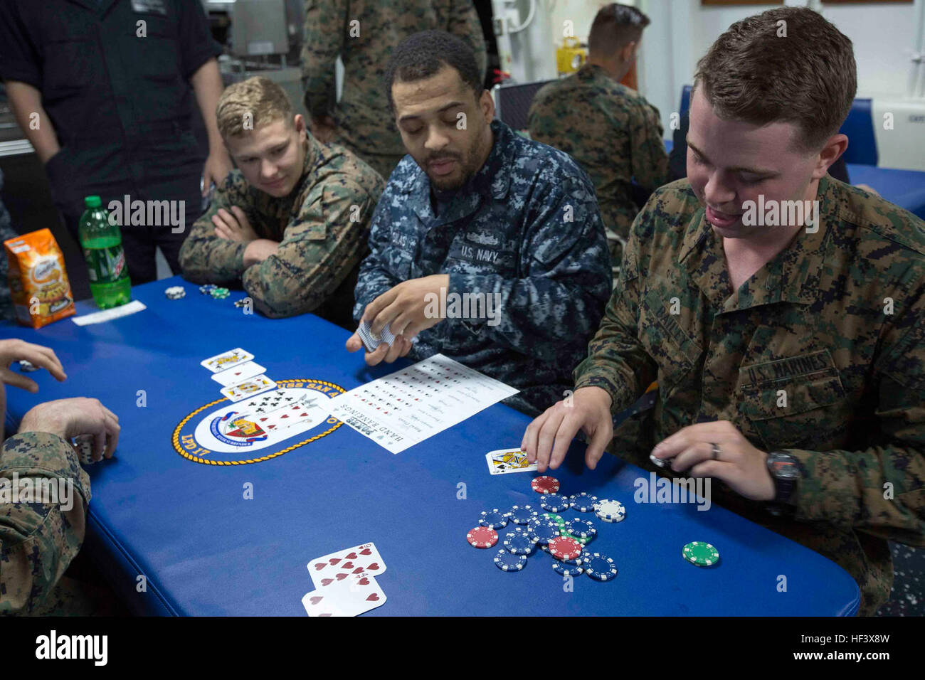Marines and Sailors aboard the USS San Antonio (LPD17) enjoyed a night of blackjack, poker and