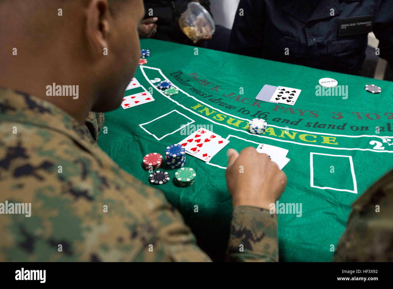 Marines and Sailors aboard the USS San Antonio (LPD17) enjoyed a night of blackjack, poker and