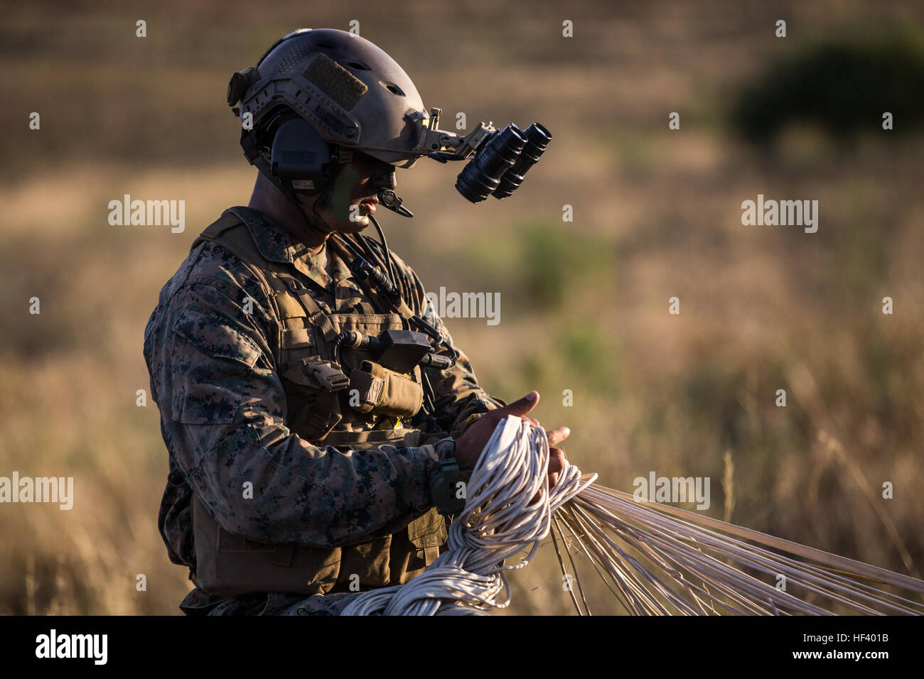A reconnaissance man with the Maritime Raid Force, 11th Marine