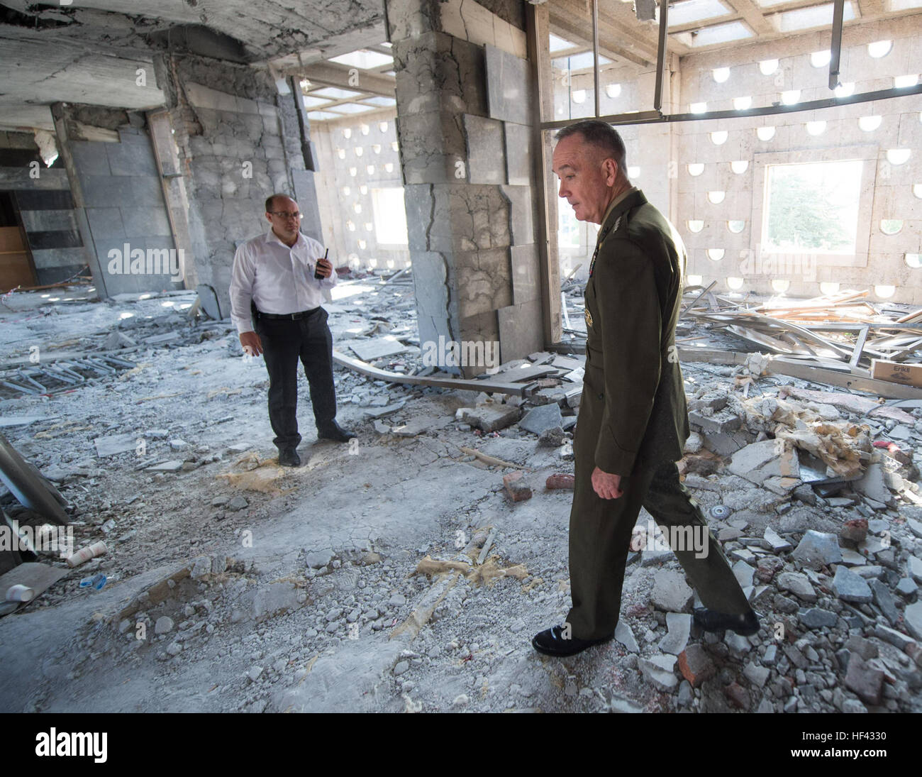 160801-D-PB383-016 US-General Joseph F. Dunford Jr. tours parts of the Turkish Grand National Assembly that were destroyed during the failed July 15 coup in Ankara Stock Photo