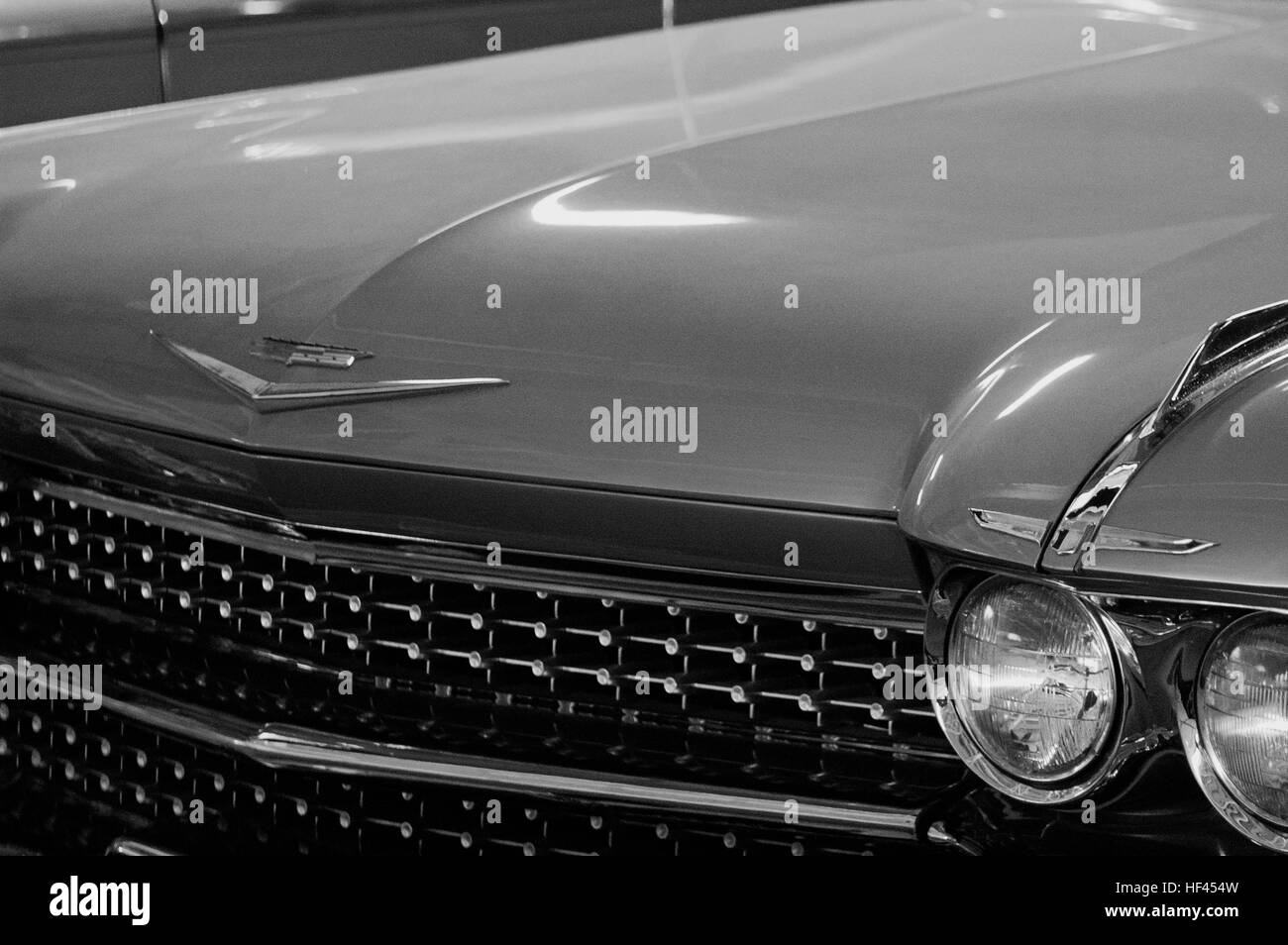 Photo Cadillac Coupe De Ville, Year 1959, 2-door  coupe, radiator grille, sign, symbol, emblem, Stock Photo