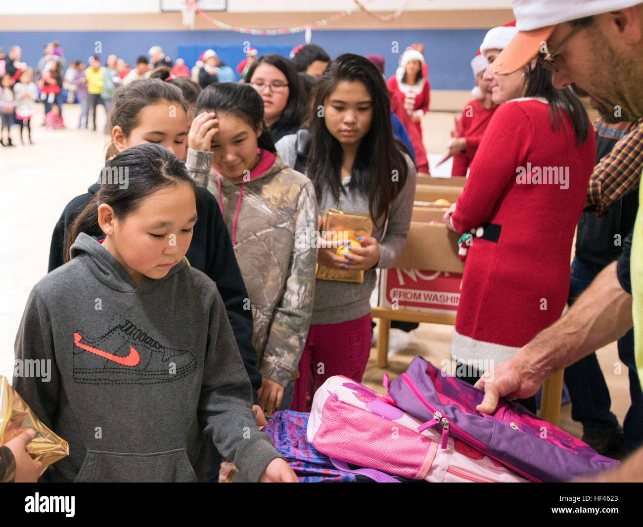 TOGIAK, Alaska Togiak schoolgirls recieve backpacks donated by