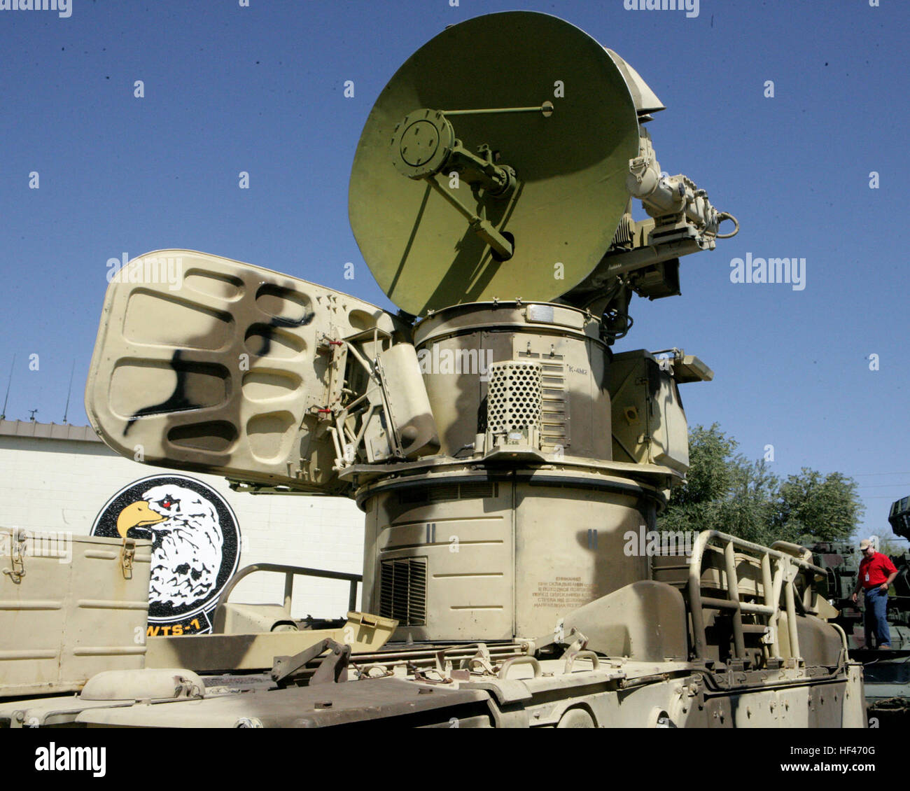 A former Soviet ZRKSD Kub Straight Flush radar system sits parked at