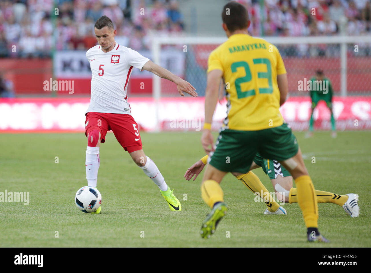 KRAKOW, POLAND - June 06, 2016: Inernational Friendly football game Poland - Lithuania o/p  Krzysztof Maczynski Stock Photo