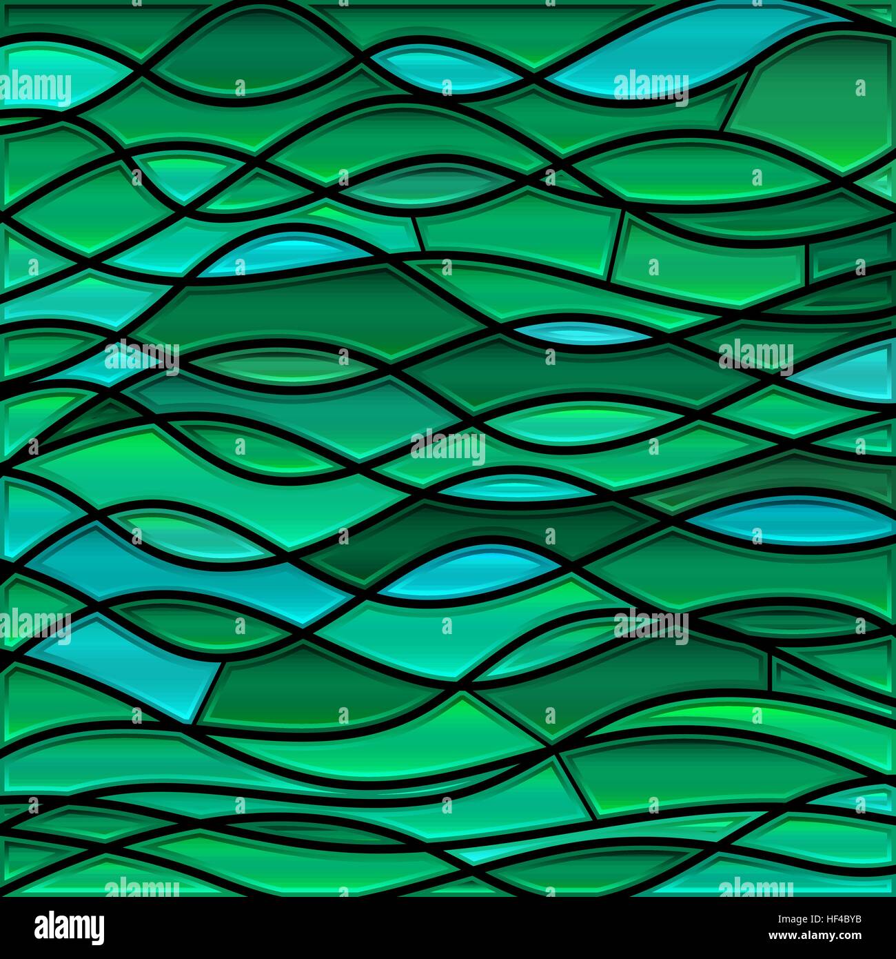 abstract vector stained-glass mosaic background - teal waves Stock ...