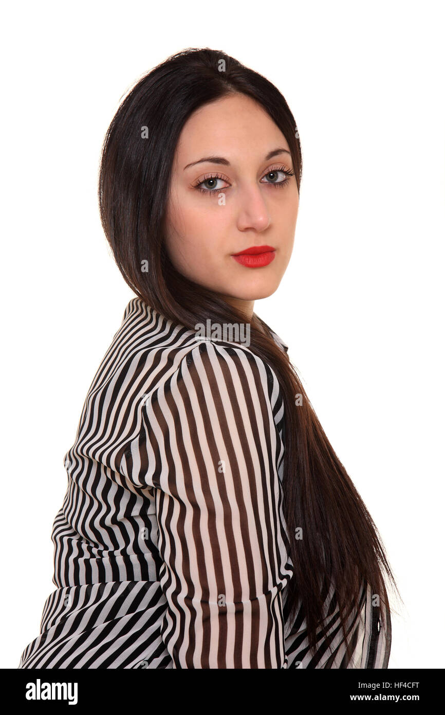 portrait of a beautiful young girl isolated on a white background Stock ...