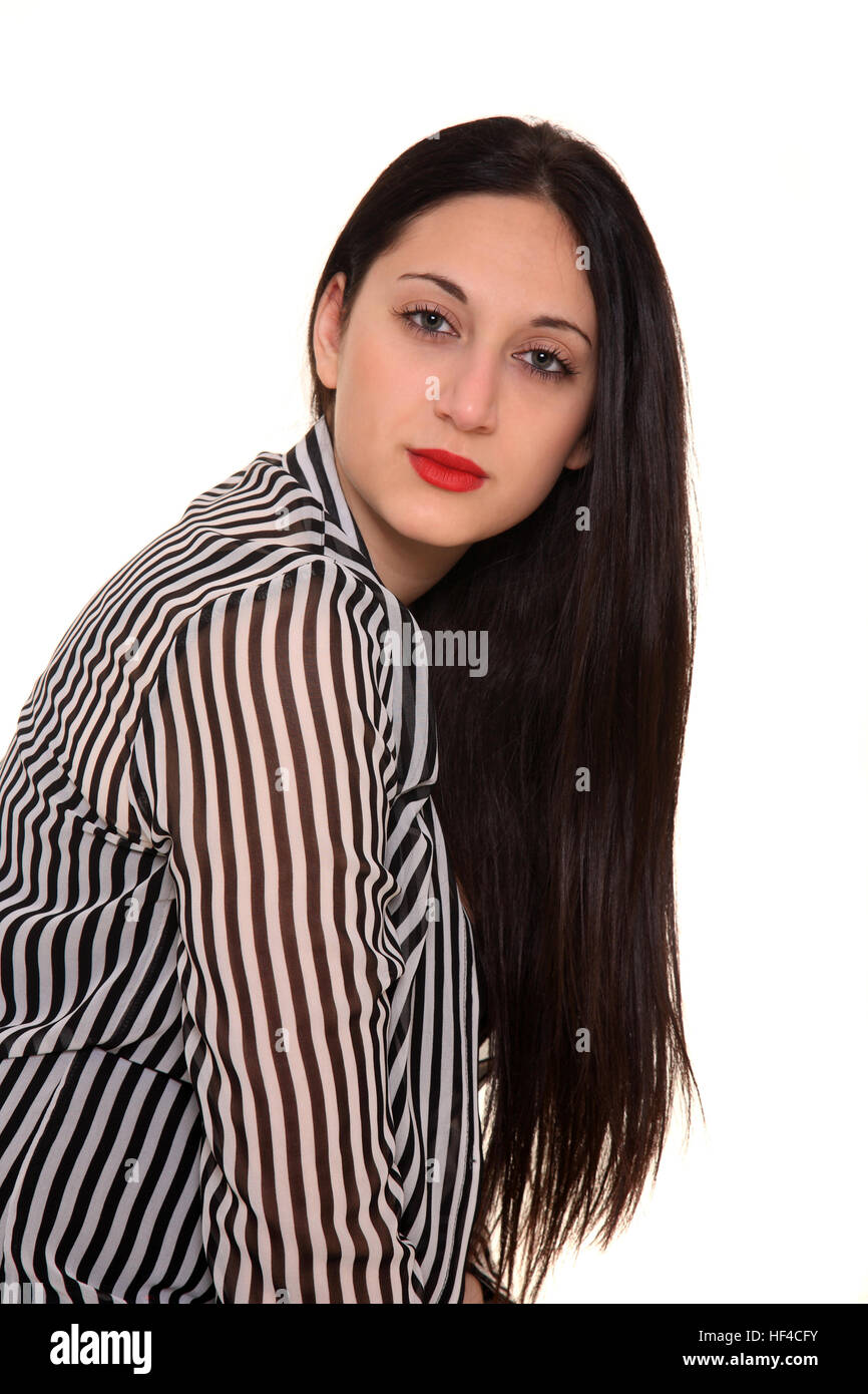 portrait of a beautiful young girl isolated on a white background Stock ...
