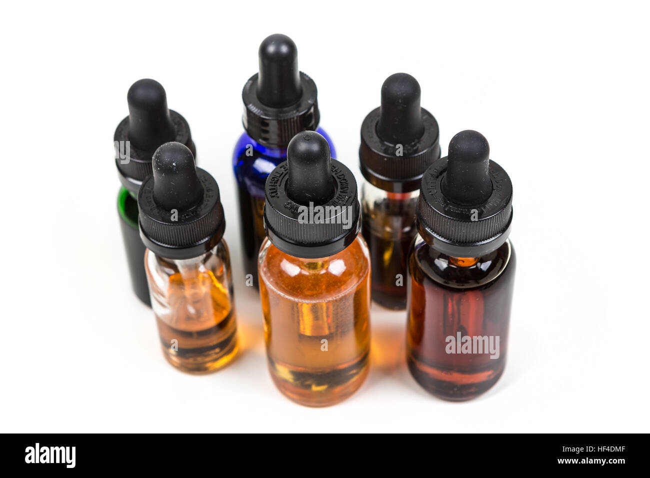 Assorted flavors of vape juice isolated on white background Stock Photo ...