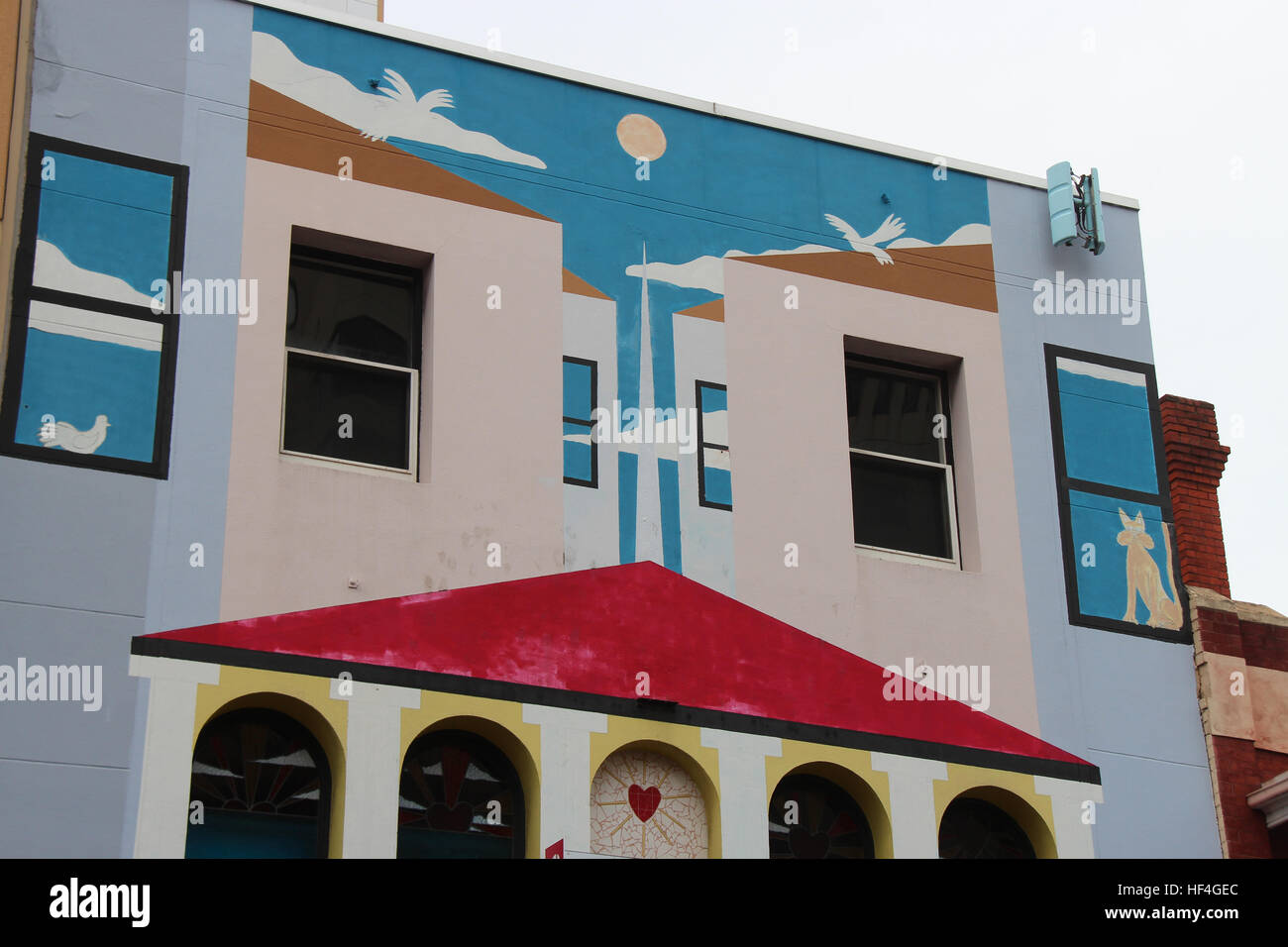 Wall paintings on the wall of a building on Hindley street in Adelaide