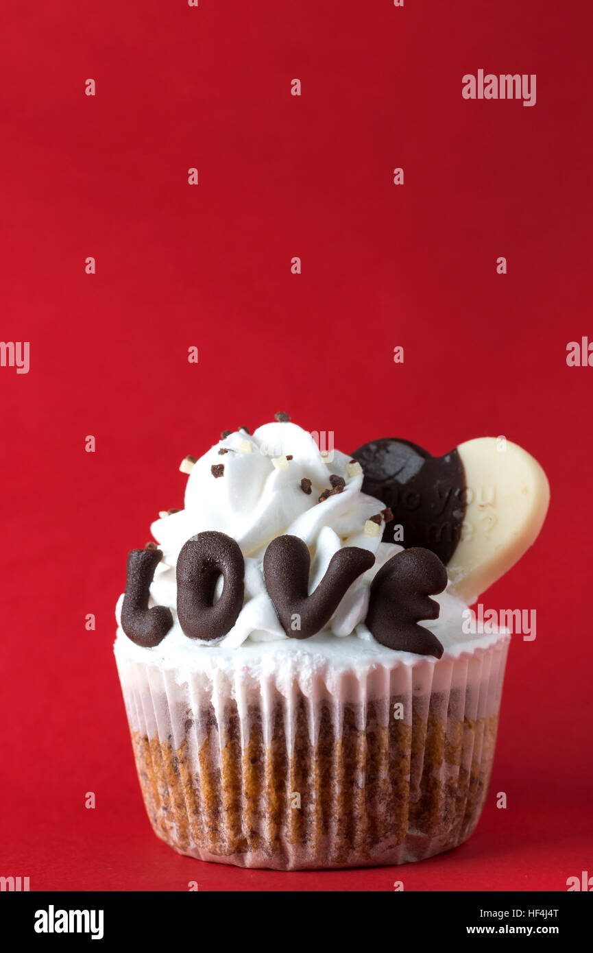 Valentine cupcake in close up. Stock Photo