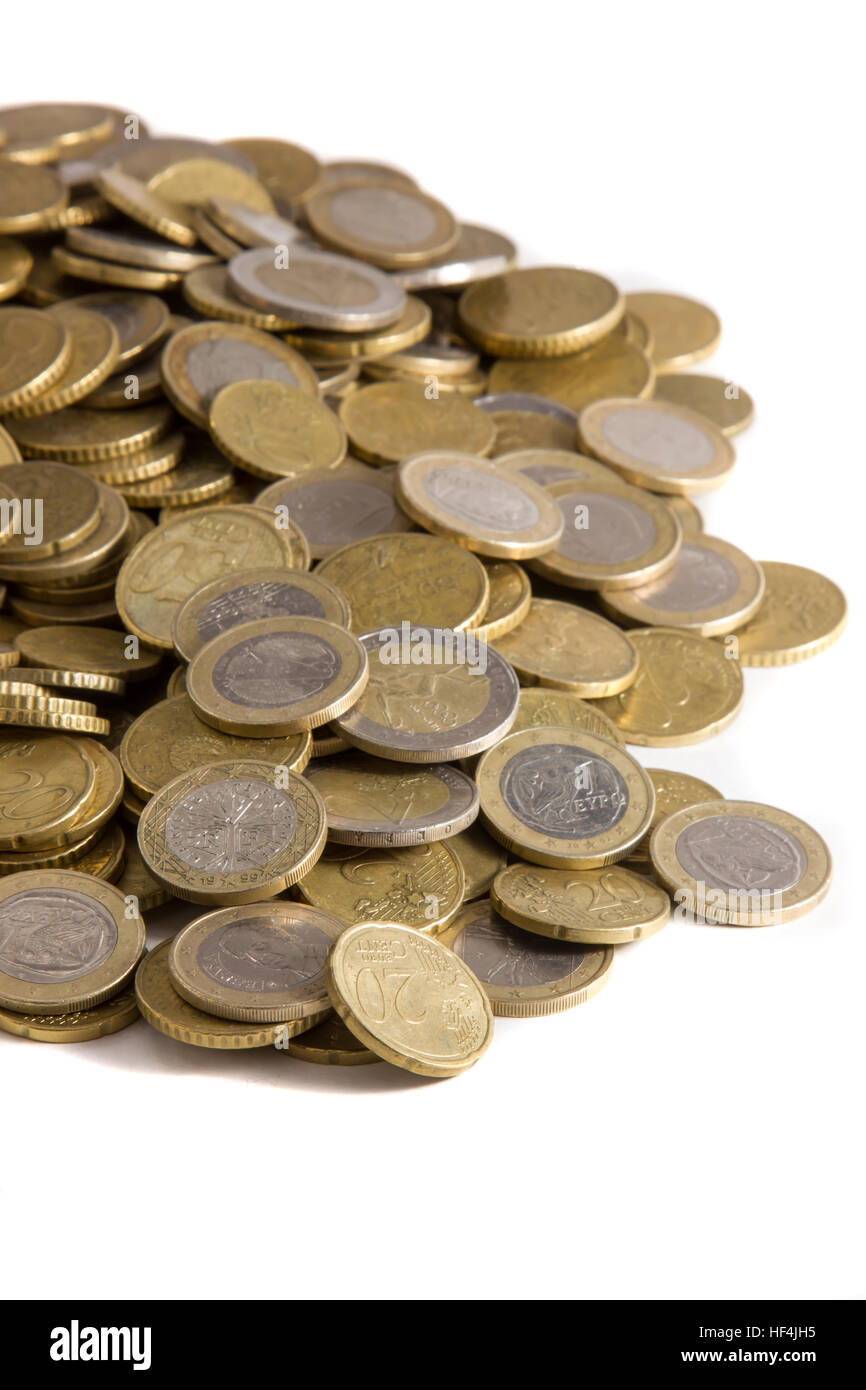 heap of euros coins isolated on a white background Stock Photo - Alamy
