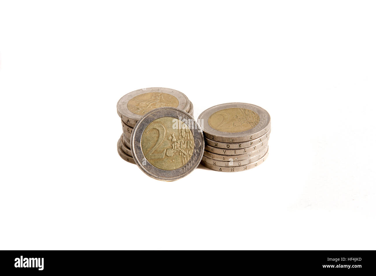 euro coins stack isolated on a white background Stock Photo - Alamy