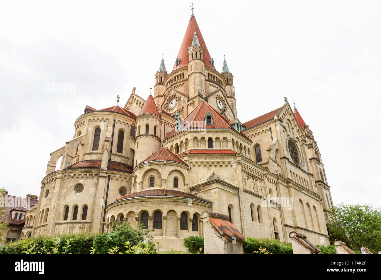 Church heiliger franz of assisi at mexikoplatz on danube river, vienna, austria Stock Photo