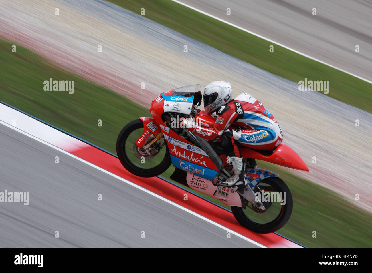 125cc riders in action at the Sepang International Circuits Stock Photo