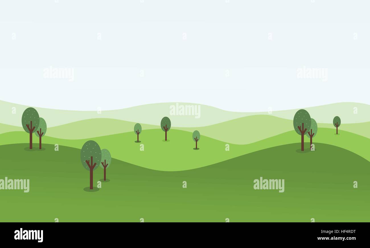 vector flat of rolling hill landscape Stock Vector Image & Art Alamy