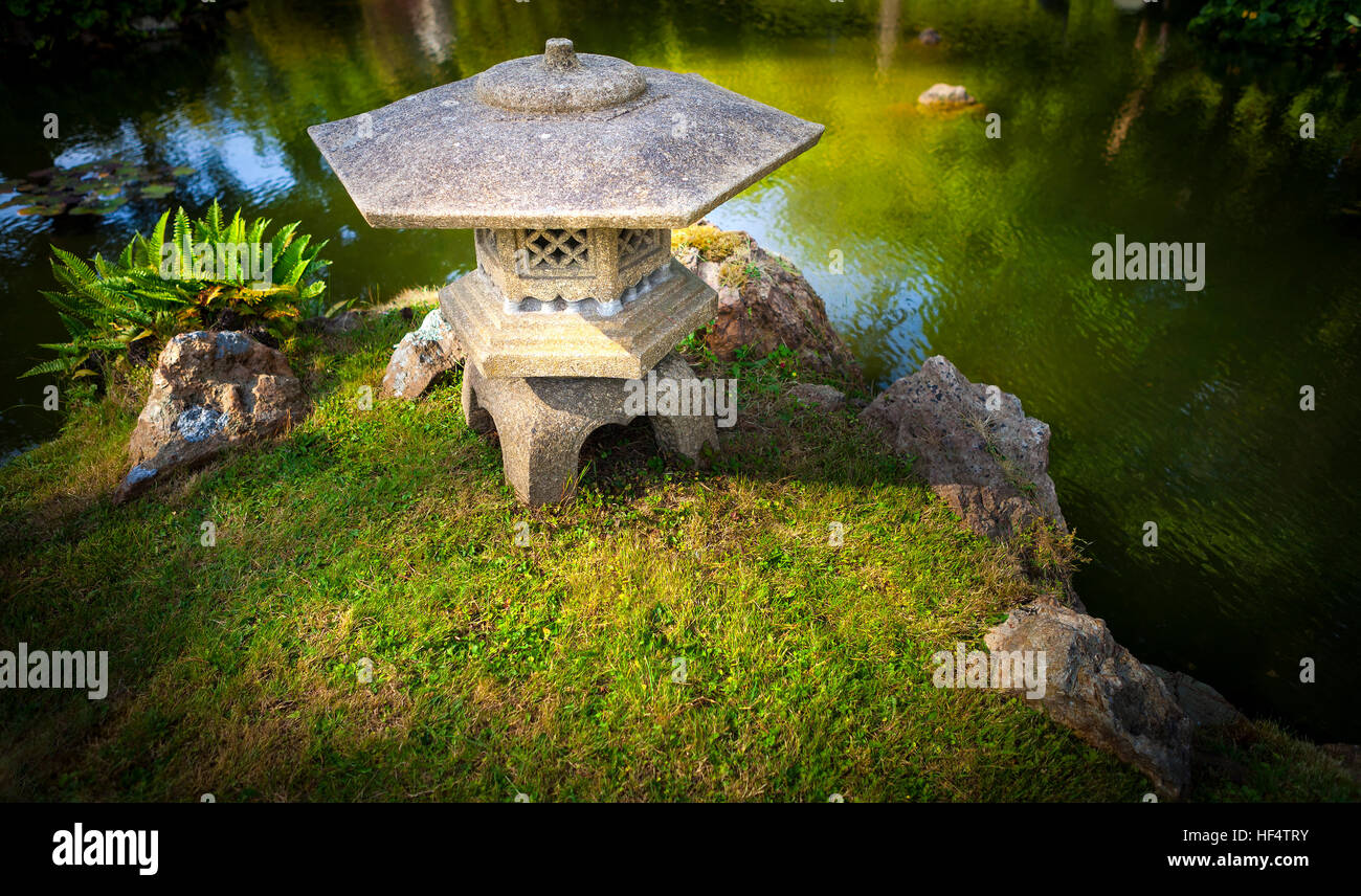 Japanese Zen Garden Pagoda Stock Photo