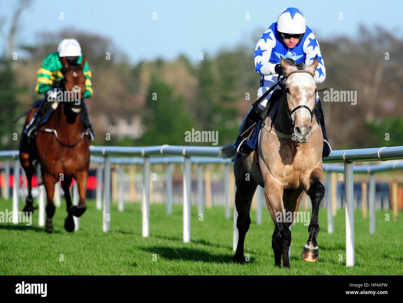 Bunk Off Early and jockey Ruby Walsh win the Horse & Jockey Hotel Maiden Hurdle during day one of the Christmas Festival at Leopardstown Racecourse. Stock Photo