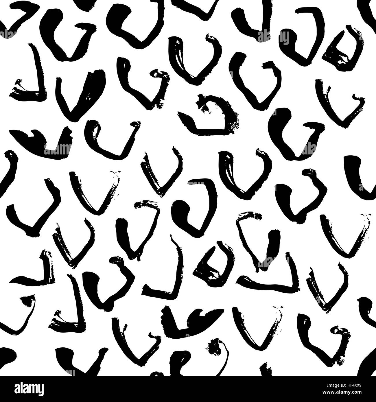 Vector illustration hand drawn seamless pattern. Black and white grunge ...
