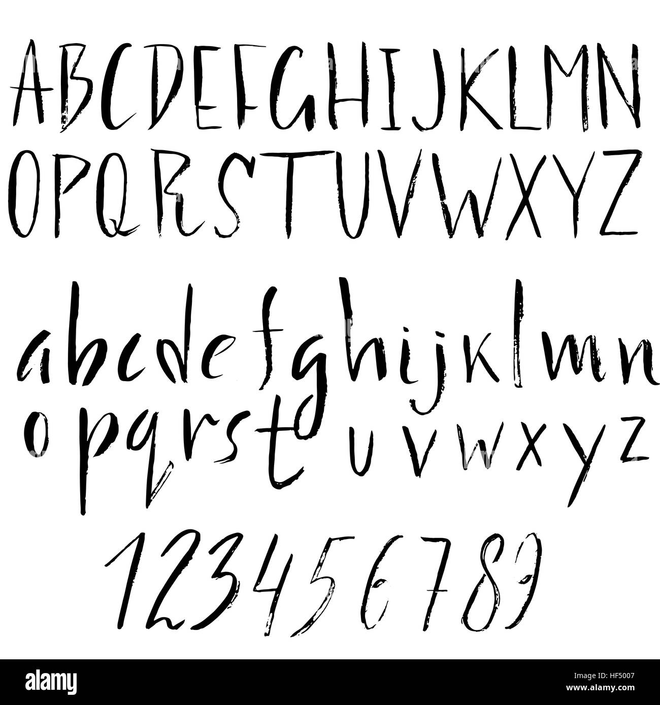Hand drawn font made by dry brush strokes. Grunge style alphabet Stock ...