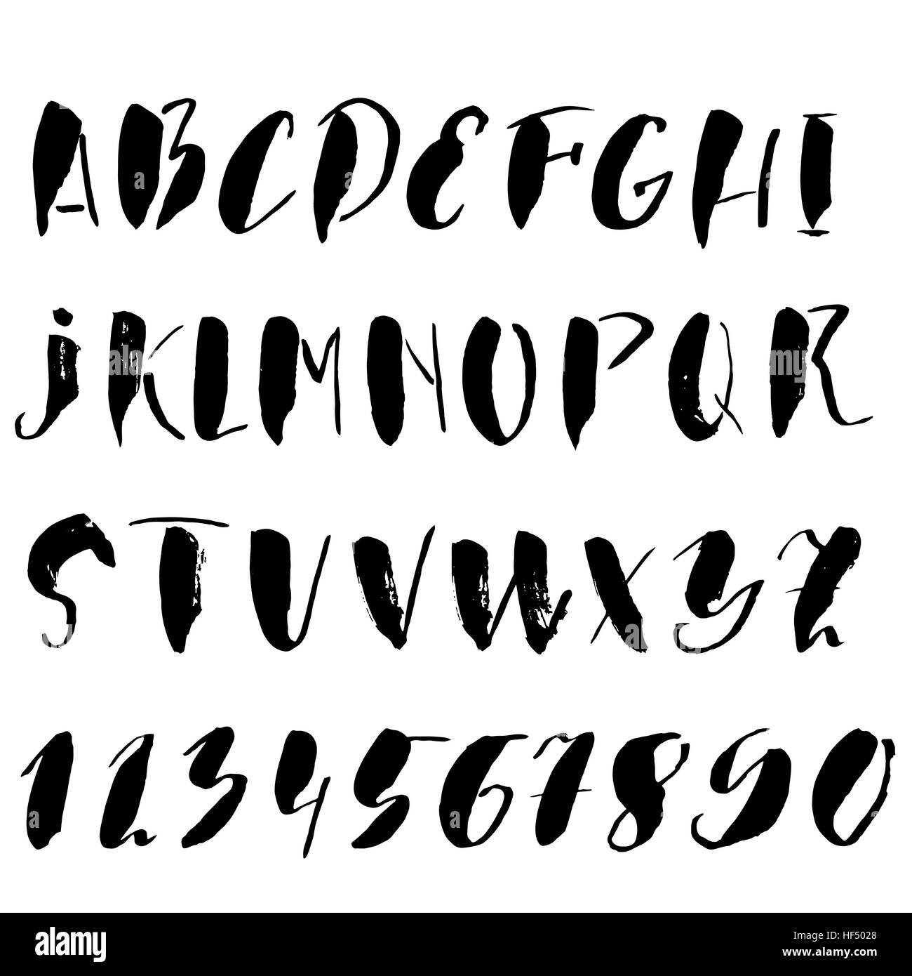 Hand drawn font made by dry brush strokes. Grunge style alphabet Stock ...
