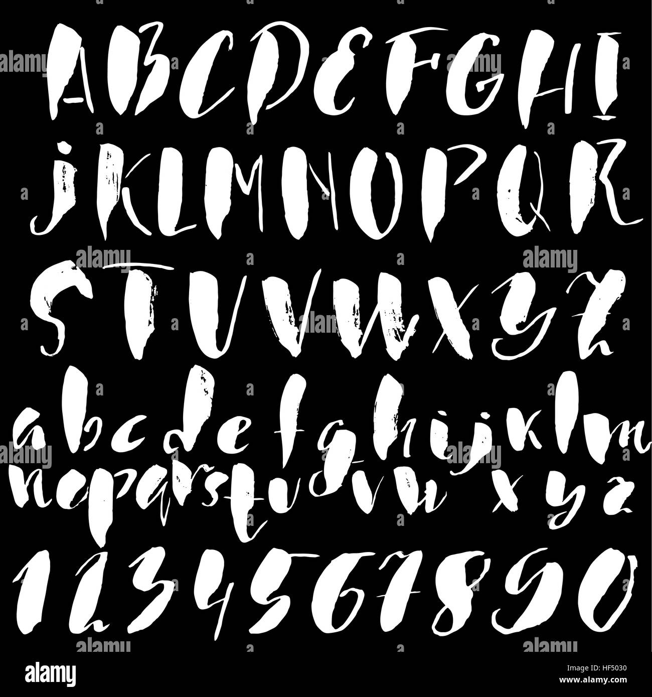 Hand drawn font made by dry brush strokes. Grunge style alphabet Stock ...