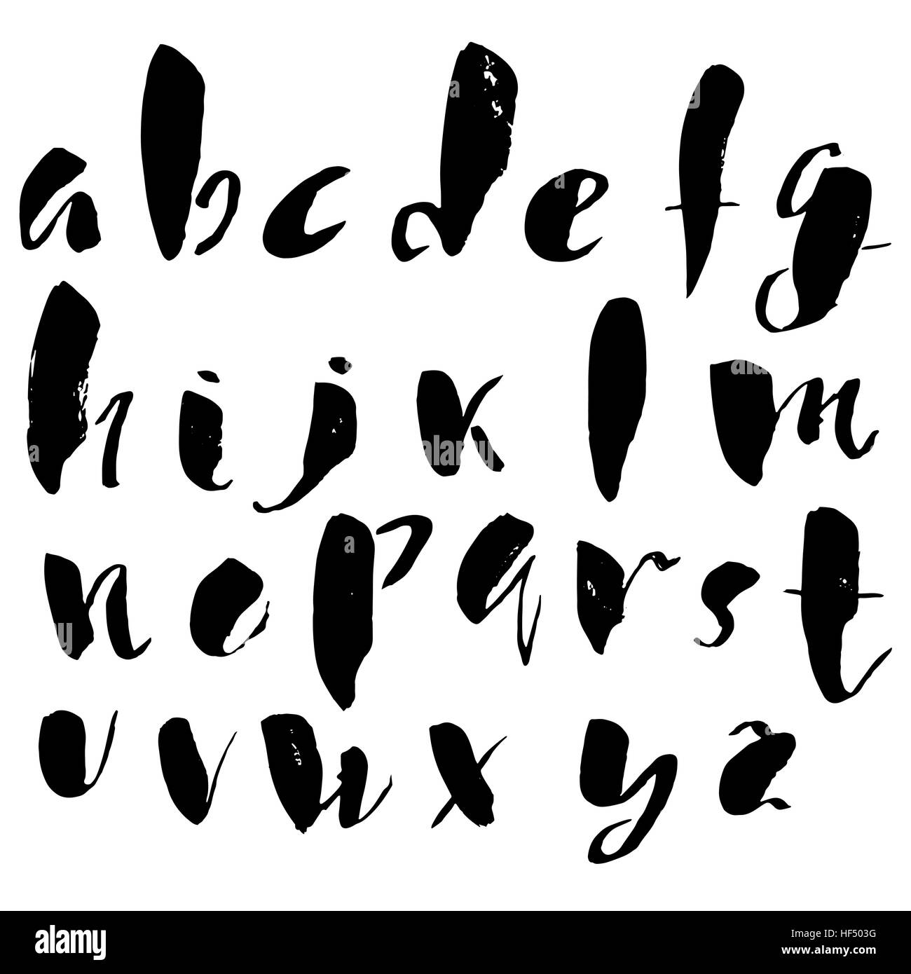 Hand drawn font made by dry brush strokes. Grunge style alphabet Stock ...