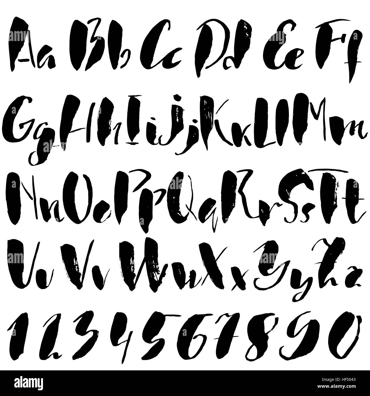 Hand drawn font made by dry brush strokes. Grunge style alphabet Stock ...