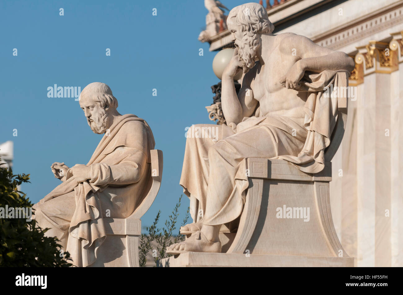 classic statues of Plato and Socrates Stock Photo