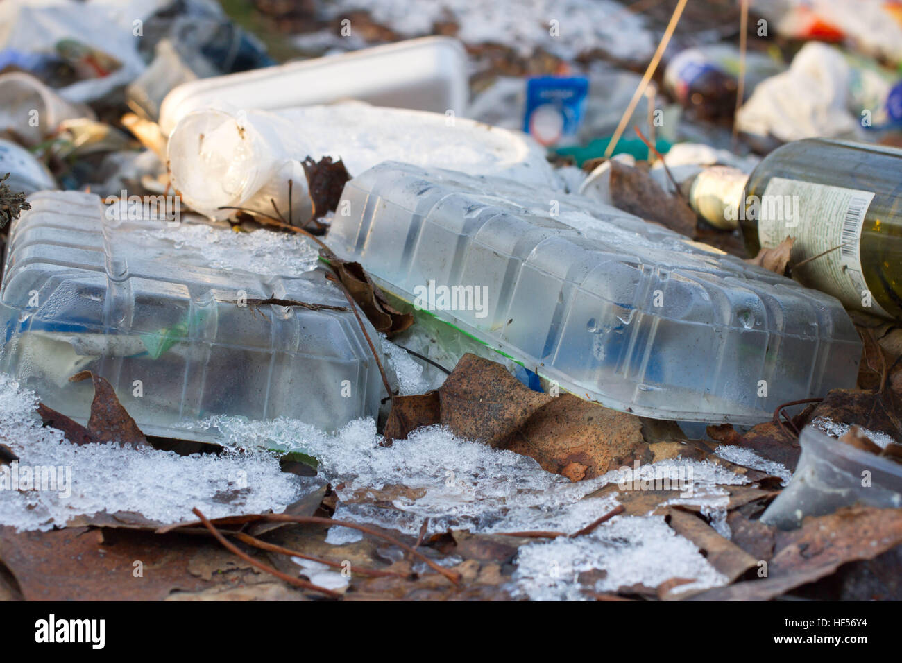 Pile of plastic bags and other refined petroleum products dumped in