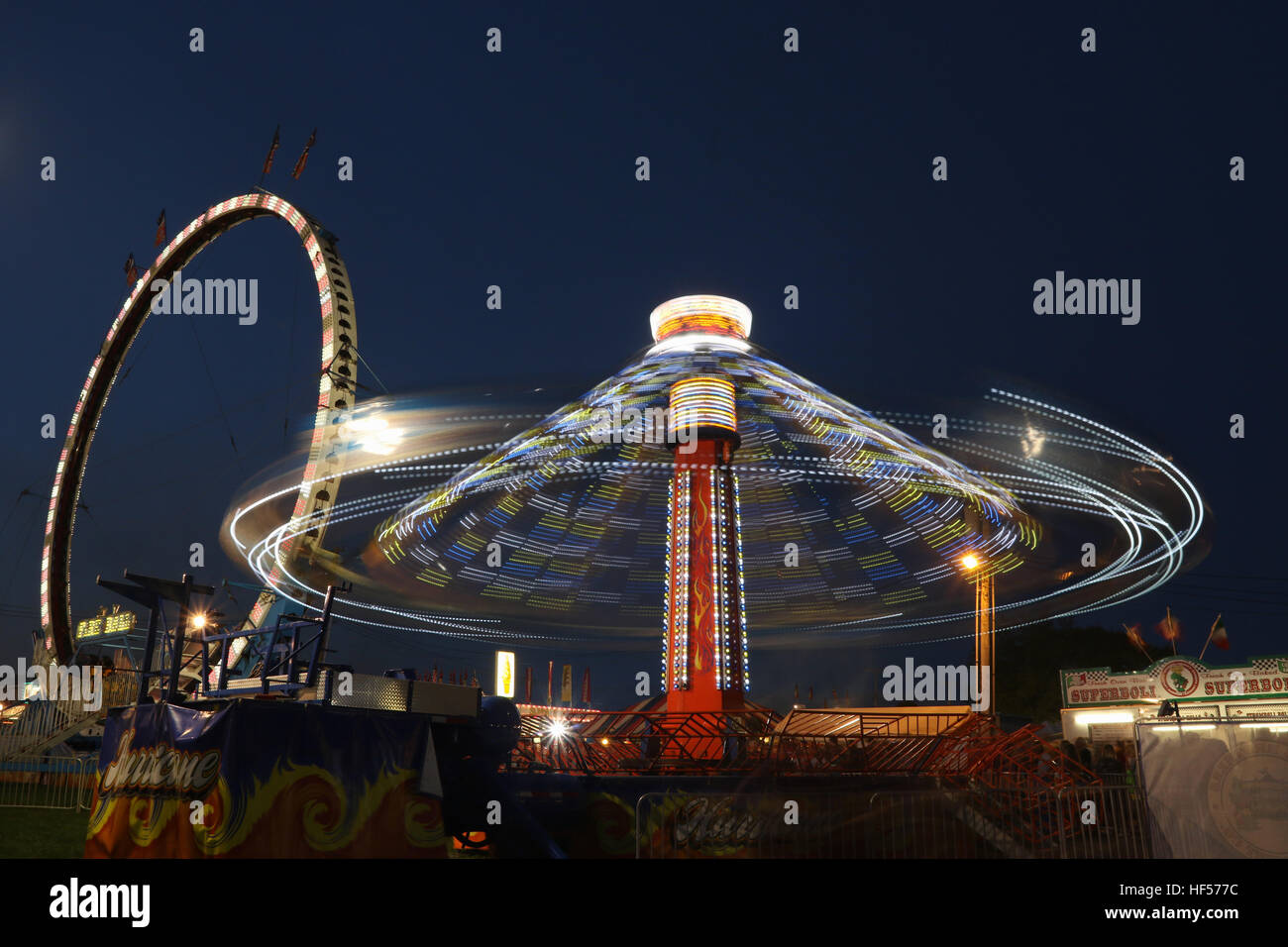 Carnival Rides at Night. Canfield Fair. Mahoning County Fair. Canfield