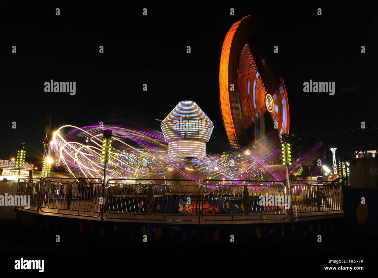 Carnival Rides at Night. Canfield Fair. Mahoning County Fair. Canfield