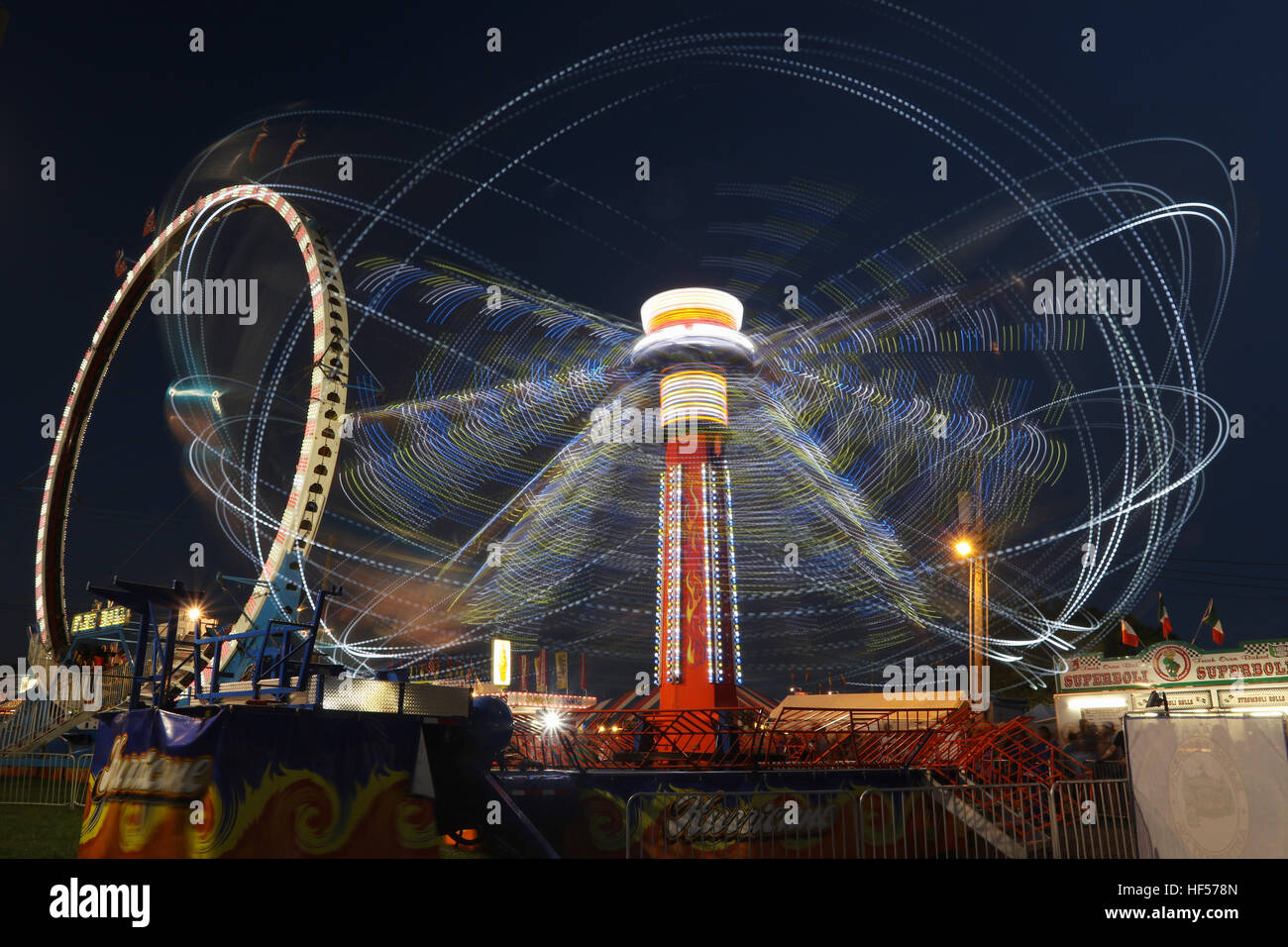 Carnival Rides at Night. Canfield Fair. Mahoning County Fair. Canfield