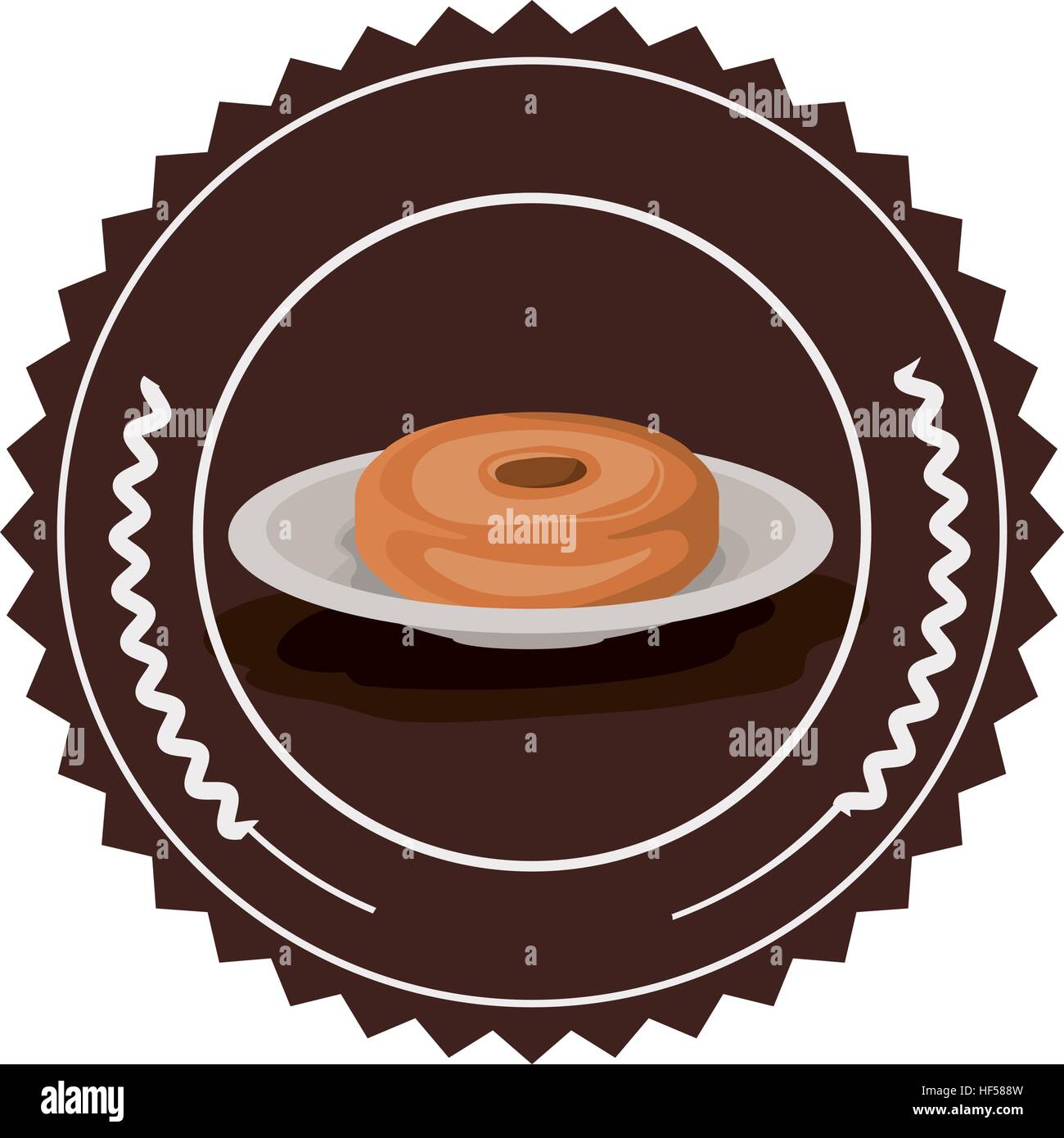Donut inside seal stamp icon. Bakery food shop traditional and product