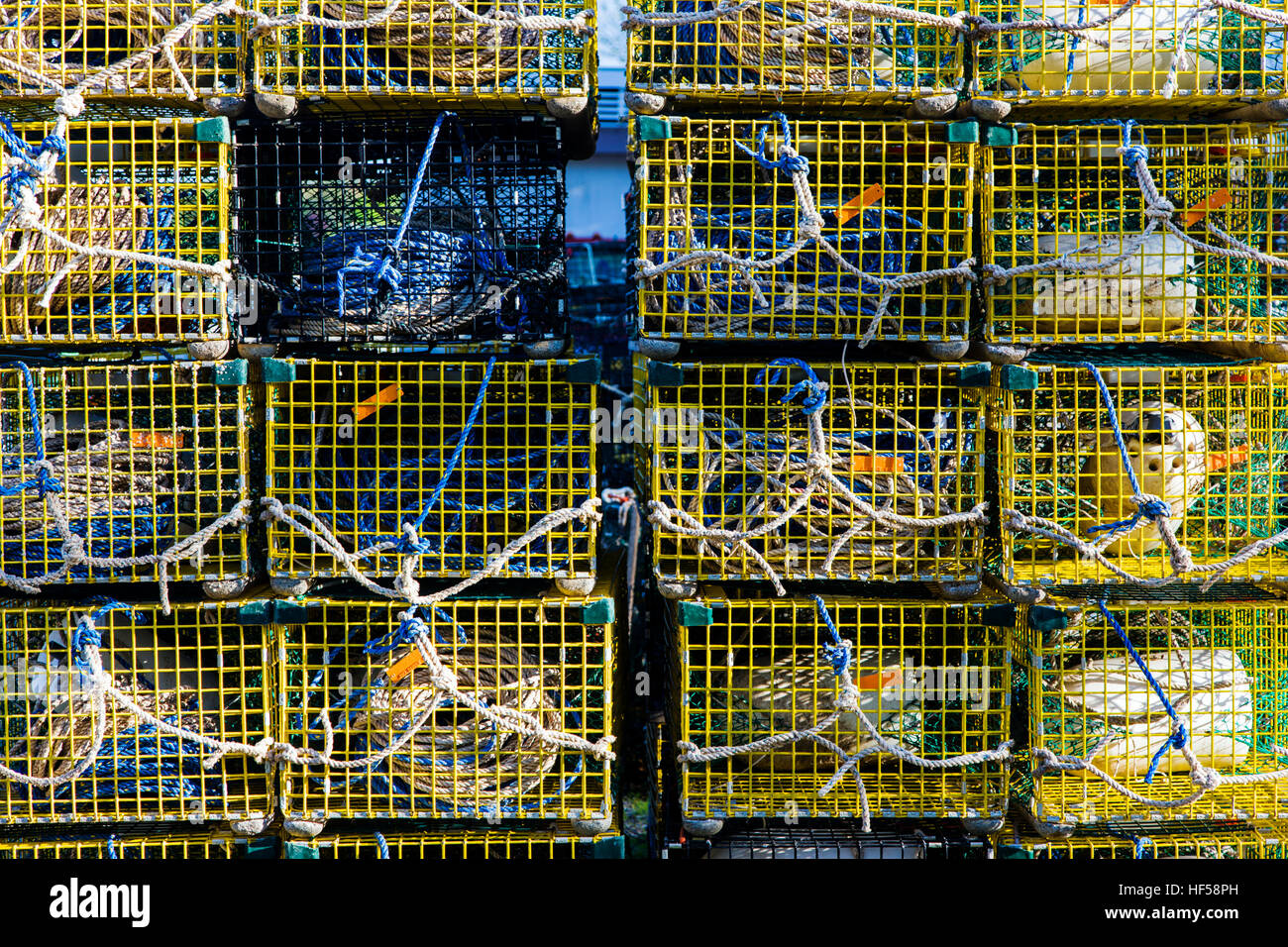 Close up of lobster traps, Manset, Maine, USA Stock Photo