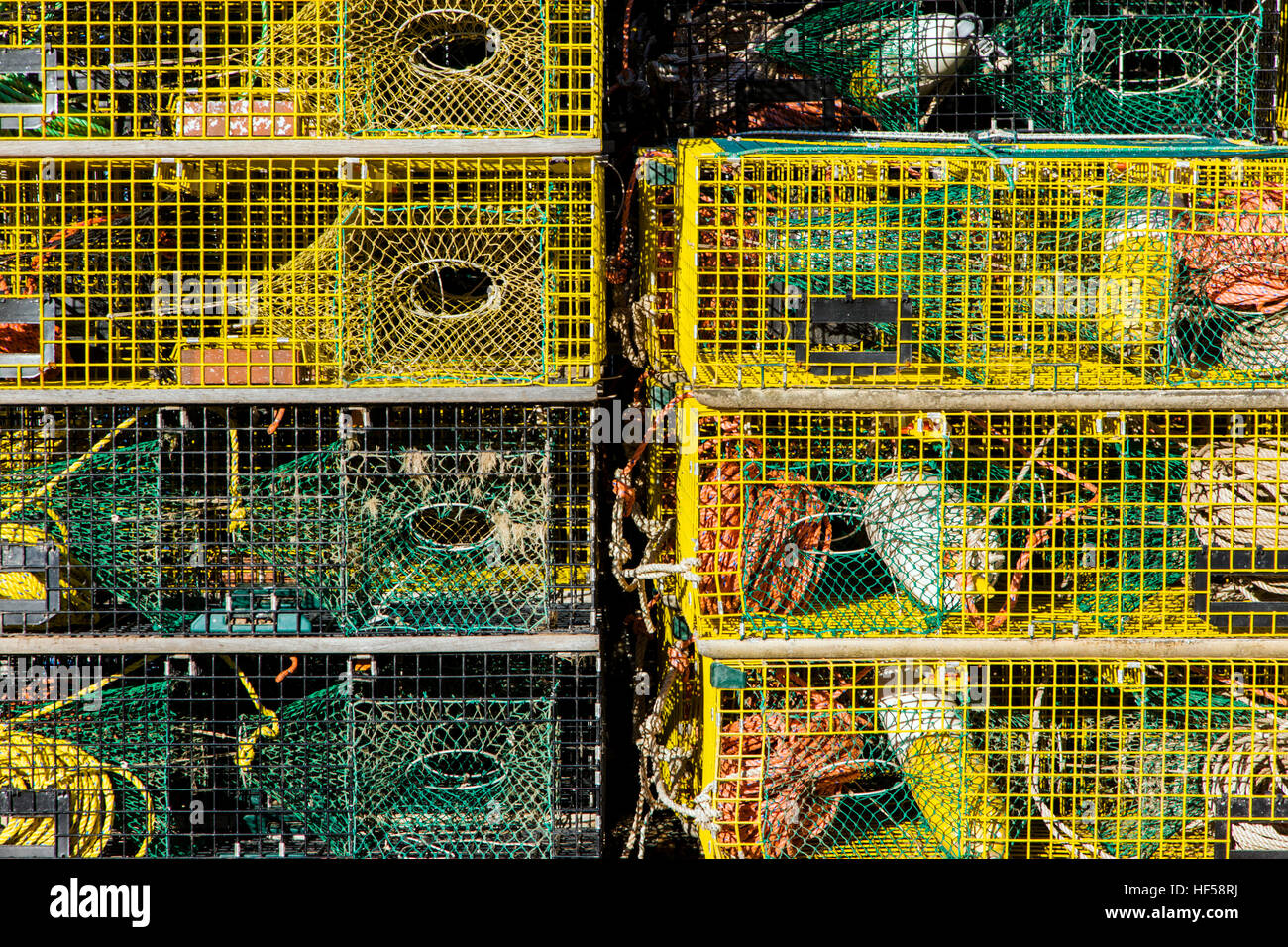 Close up of lobster traps, Manset, Maine, USA Stock Photo