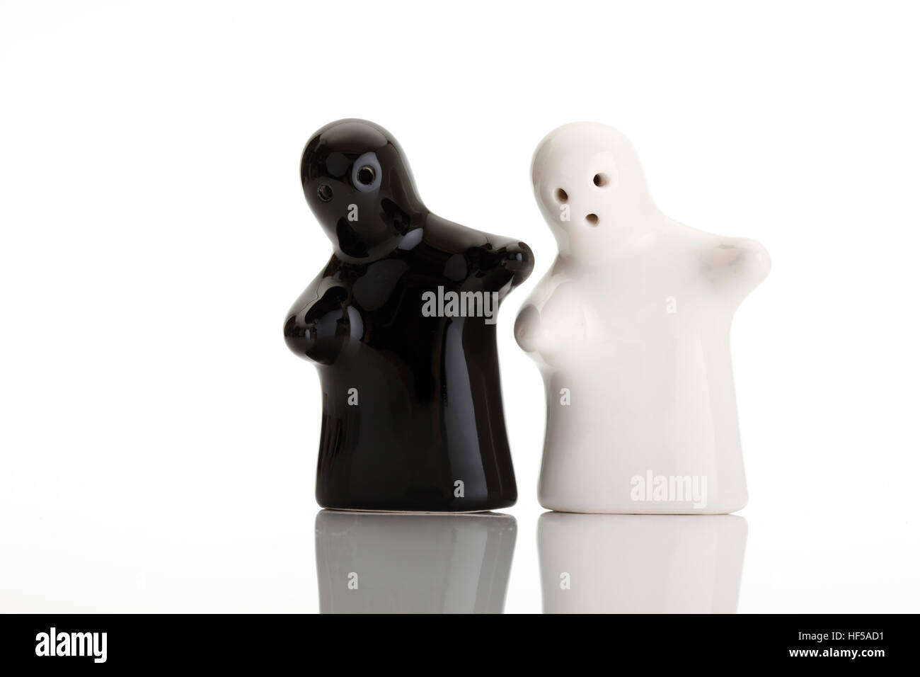 Togetherness - symbolic picture - ghost salt and pepper shakers Stock Photo
