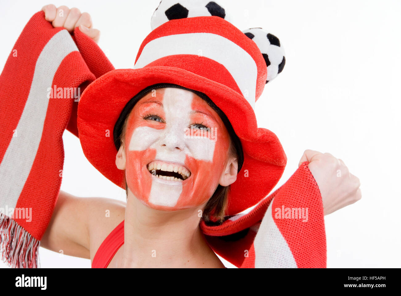 Female football supporter, Euro 2008 hosted by Austria and Switzerland Stock Photo