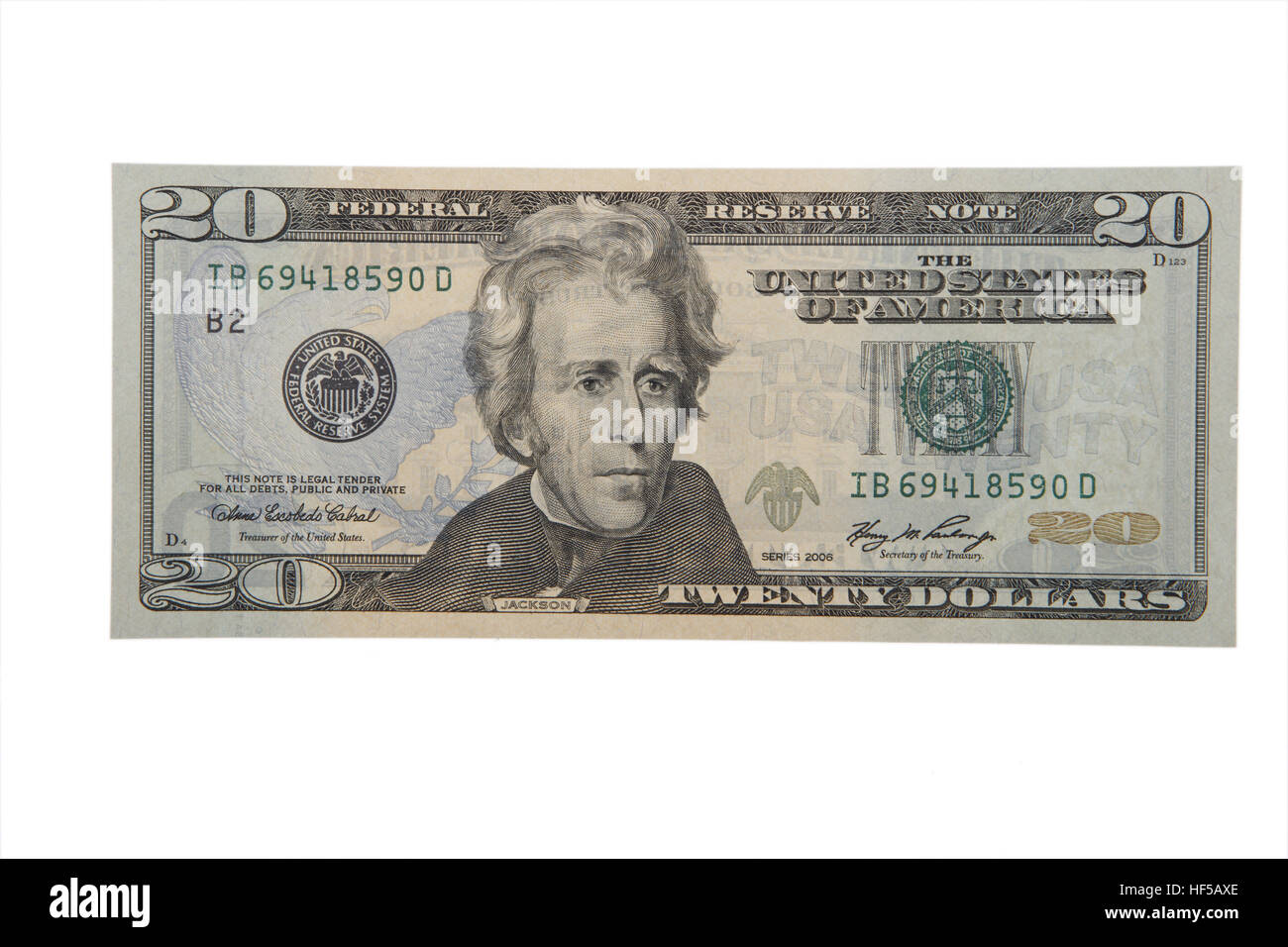US 20 dollar bill Stock Photo