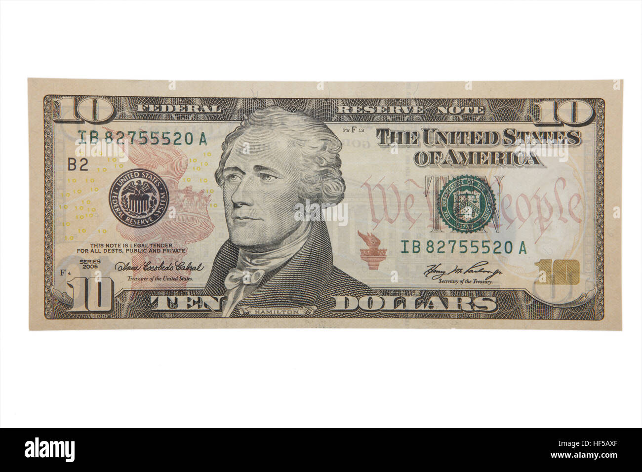 US 10 dollar bill Stock Photo